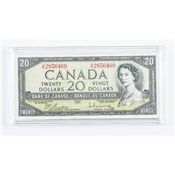 Bank of Canada 1954 Modified Portrait 20.00 Note B/R Cased