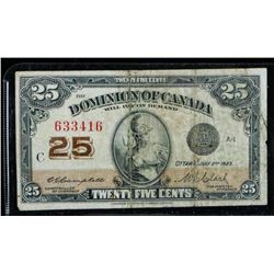 Dominion of Canada 1923 25 Cents 2 SignaturesÂ