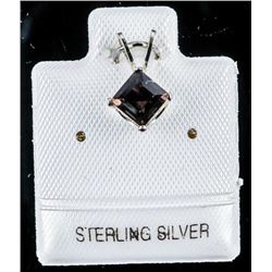 925 Silver Pendant Cushion Cut Smokey Quartz Pendant