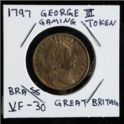 1797 George III Gaming Token Great Britain Brass VF30