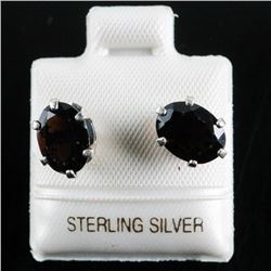 925 Sterling Silver Earrings 2.50cts Smokey Topaz