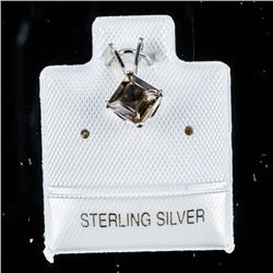 925 Silver Pendant Cushion Cut Smokey Quartz Pendant
