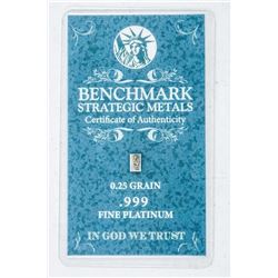 Collector Bullion .999 Fine Platinum Bar with C.O.A.