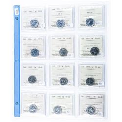 Group (12) Canada 5 Cents: 1940s, 1950s, 1960s All ICCS Cert