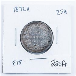 1872H Canada Silver 25 Cent F15