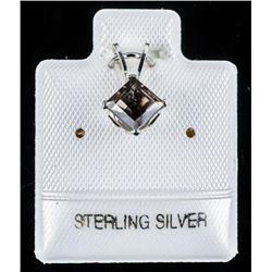 925 Sterling Silver Pendant .60cts smokey Quartz