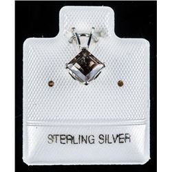 925 Sterling Silver Pendant .60cts smokey Quartz