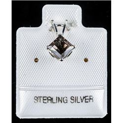 925 Sterling Silver Pendant .60cts smokey Quartz
