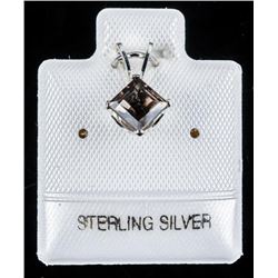 925 Sterling Silver Pendant .60cts smokey Quartz