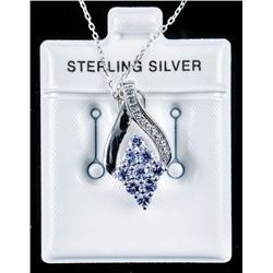 925 Silver Necklace .76ct Tanzanites and White Sapphires Appraised: $915.00