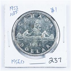1953 Canada Silver Dollar MS60 NSF