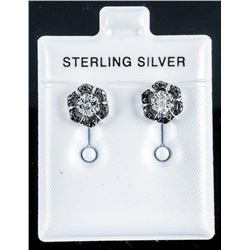 925 Sterling Silver Fancy Black Diamond Stud Earrings