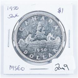 1950 Canada Silver Dollar MS60 SWL