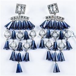 Handmade Fancy Designer Earrings 36 Swarovski Elements, Fancy Cuts 16.00ct and 57.90grams. MADE IN