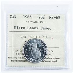 1964 Canada Silver 25 Cent MS-65. Ultra Heavy Cameo 'ICCS'