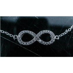 925 Silver Handmade Infinity Bracelet with 35 Natural 'CZ'