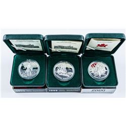 Group (3) RCM Proof 925 Silver Dollars - 1998, 1999, 2000