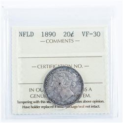NFLD 1890 Silver 20 Cent. VF-30 ICCS