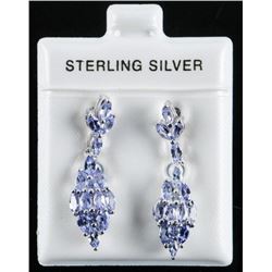 925 Sterling Silver Earrings 2 Tier 32 Marquise Tanzanites 1.00ct Appraised :$1025.00