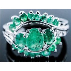 925 Silver Ring 16 Genuine Natural Emeralds 1.50ct Appraised: $885.00
