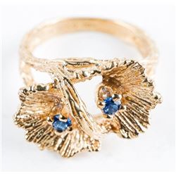Estate 10kt Gold 2 Blue Sapphire Ring. Size 4.5