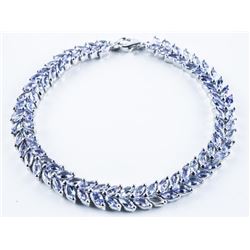 925 Sterling Silver Bracelet Marquise Custom Handset, Genuine Tanzanites