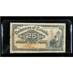 Dominion of Canada 1900 25 Cent note. Boville