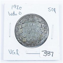 1920 Canada Silver 50 Cent 'Wide O' VG8