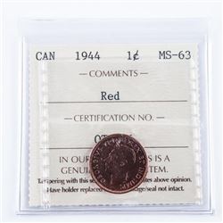 1944 Canada 1 CENT MS-63 Red ICCS