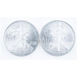 Lot (2) USA 2008 Eagle .999 Fine Silver Dollar Coins