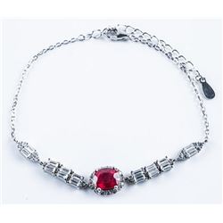 925 Sterling Silver Bracelet Oval Ruby and CZ