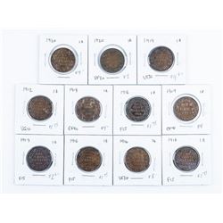 Group of (11) Canada Large Cent Coins