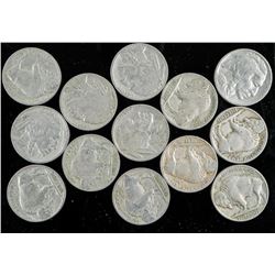 Group of (13) 1928 USA Indian Head/Buffalo 5 cent