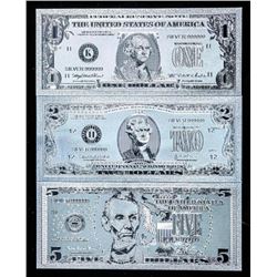 Group (3) .999 Fine Pure Silver Leaf USA Collector Notes