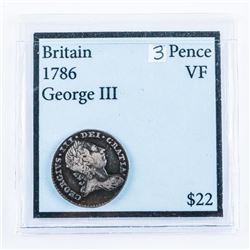 Britain 1786 George III 3 Pence (VF)
