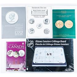 Estate Group of Coin Catalogues, Price Guide and Cribbage Board