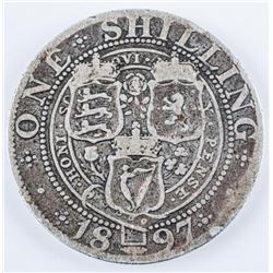 1897 Great Britain Shilling Coin (VG)