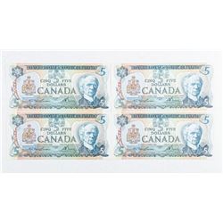 Lot (4) Bank of Canada 1979 5.00 GEM UNC In Sequence