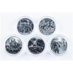 Lot (5) 2005 925 Silver 50 Cent World War Coins