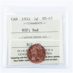 1953 Canada 1 Cent MS65. Red NSF ICCS