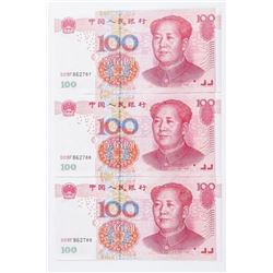 Group (3) China 100 YUAN UNC In sequence with '88' (SER)