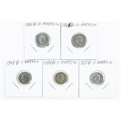 Lot (5) 5-10 Rappen Coins (IR)