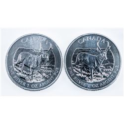 Lot (2) .9999 Fine Silver $5.00 Coin Antelope 2oz ASW