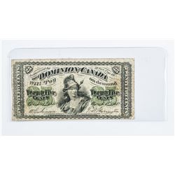 DOminion of CANADA 1870 25 cent Note. VF30