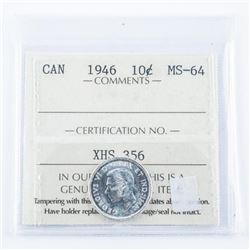 1950 Canada 10 Cents MS64. ICCS