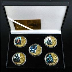 Batman 80 Years 5 Medallion Set with Colour 24kt Gold Plated LE / 1000 with C.O.A.