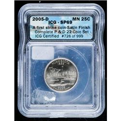 2005D 25 Cent US Coin SP69 ICG 1st strike