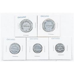 Group (5) Tokens 'Ontario' Savanne' Lumber Company 2x5, 1x10, 2x25 Scarce