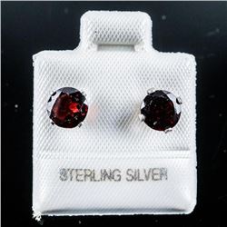 925 Silver Stud Earrings Genuine Garnets