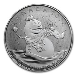 Sold Out - Royal Canadian Mint Snowman .9999 Fine Silver 20.00 Coin.